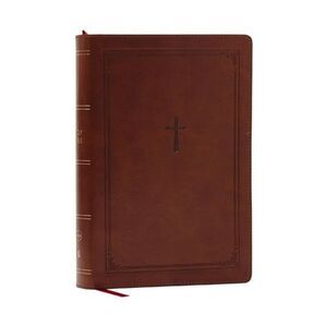 NKJV Giant Print End-Of-Verse Reference Bible, Brown Leathersoft, Red Letter, Co